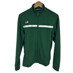 Under Armour Green Full-Zip Jacket With White Stripe Accents Loose Fit Size S